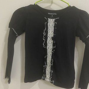 Mustard Pie, Size 8, black knit long sleeve top
